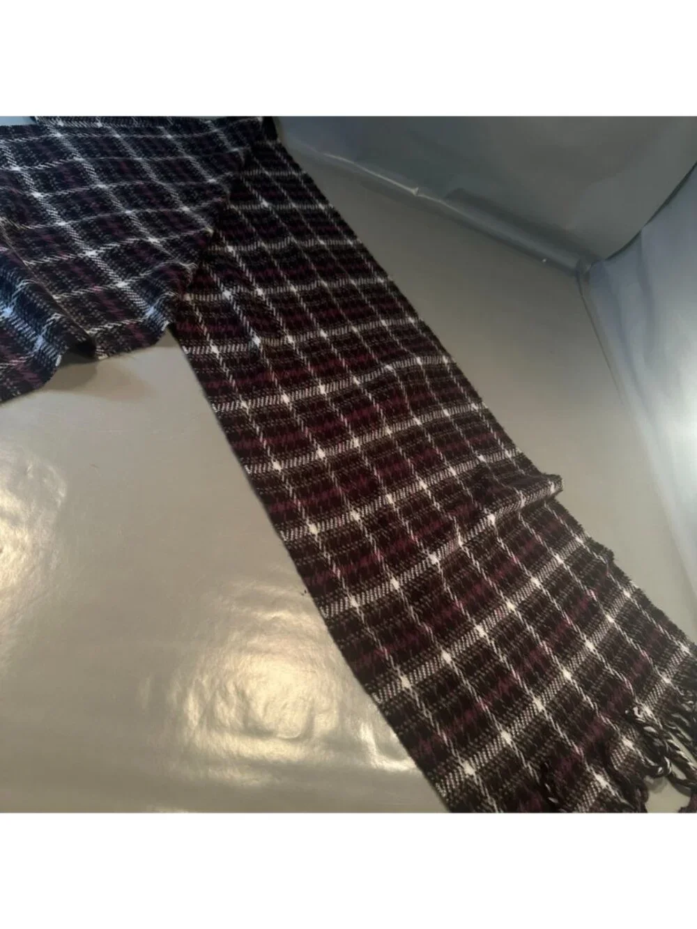 100 Percent Cashmere Scotland Scarf Tartan Plaid Wrap Shawl Tassels Black